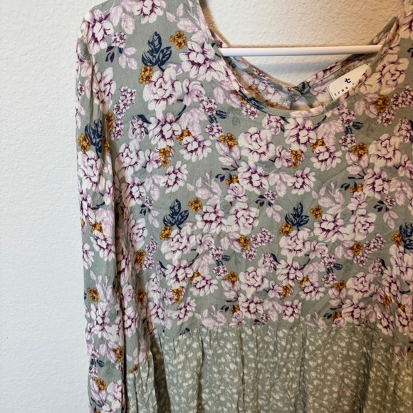 True Craft Womens Floral Patchwork Tiered Long Sleeve Tunic Top XL - Picture 5 of 5